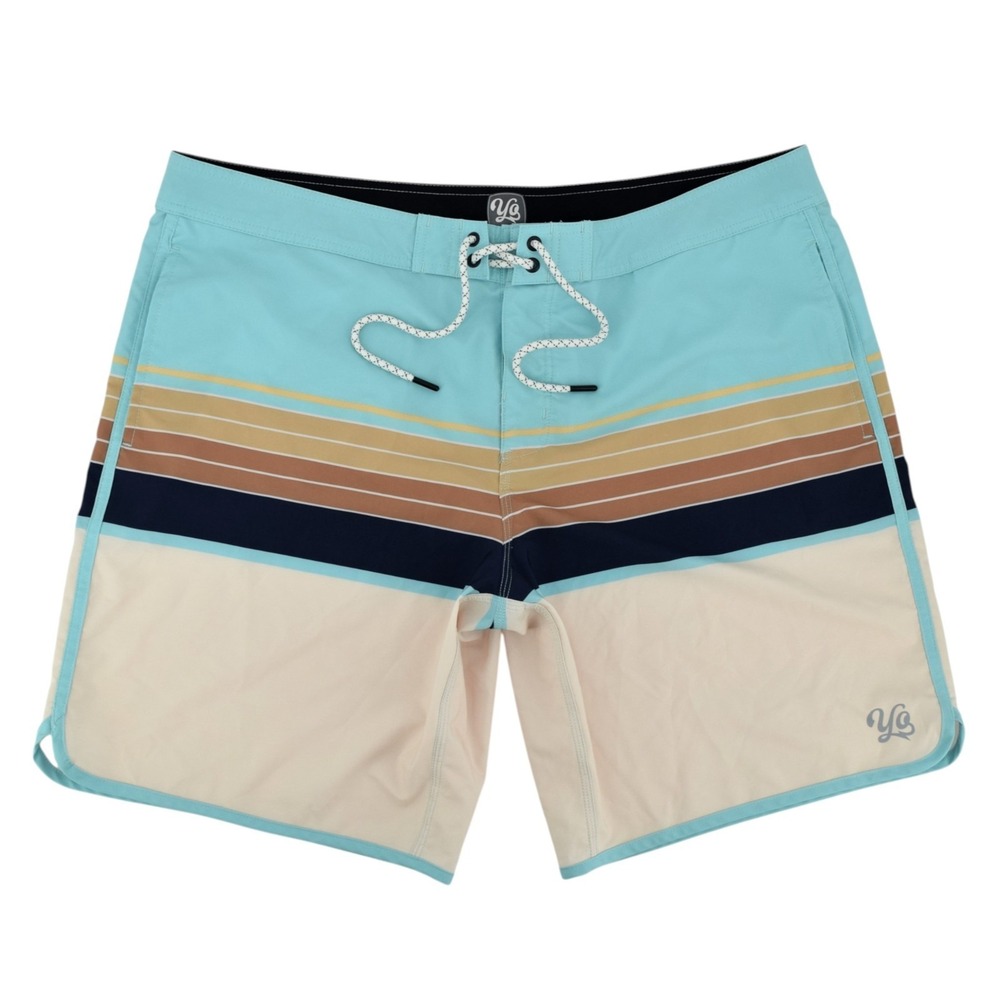 Yo Colorado Mens Size 38 Retro Striped Boardshorts Surf Swim Trunks Beach Shorts